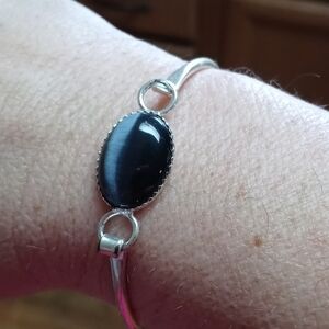 925 Sterling silver bracelet cat's eye stone